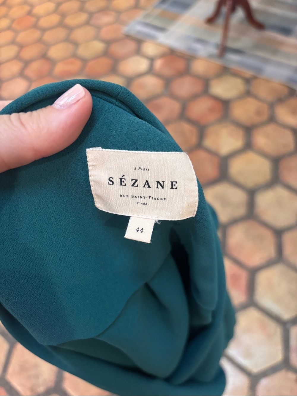 Sezane Abelia Green Draped Wrap Blouse - Picture 6 of 7